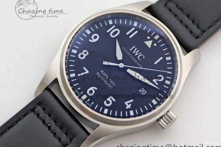 MIROTIME 0311 Vibrant Mark XVIII IW327001 SS M+F 1:1 Best Edition Black Dial on Black Leather Strap A 7055